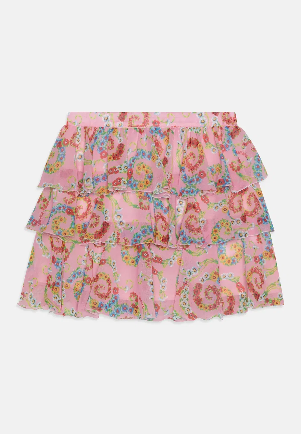 Юбка в стиле барокко с цветами - юбка А-силуэта Versace, Pastel Pink — фото 2