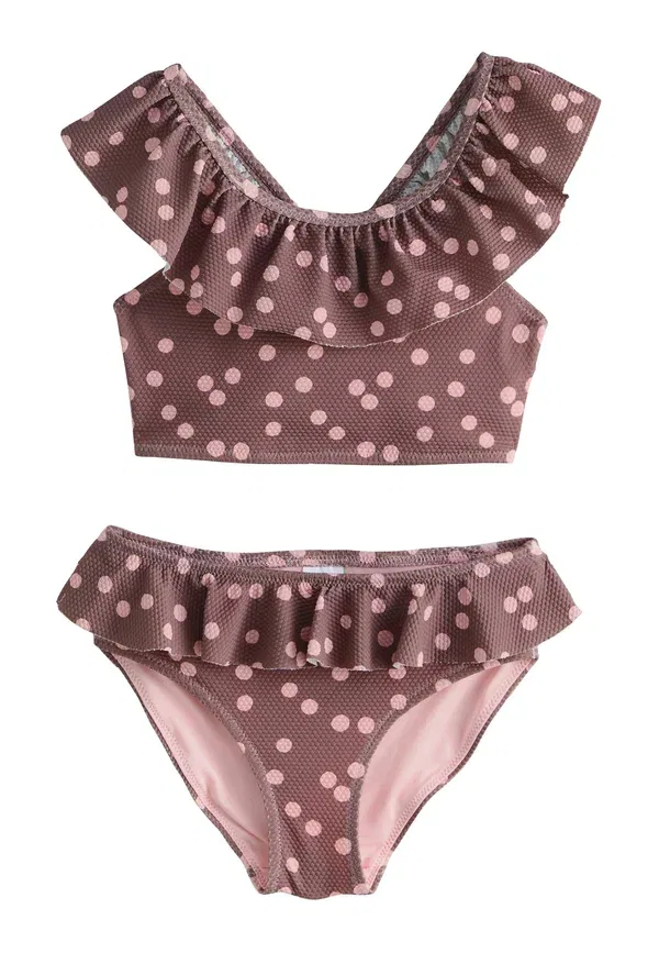 Купальник набор Taskelis Next, chocolate brown and pink polka dot, розовый/коричневый/шоколадный