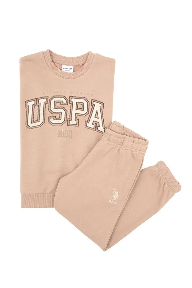 Детский спортивный костюм для девочек приталенный U.S. Polo Assn., Camel — фото 4