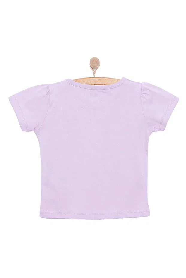 Детская футболка для девочек с принтом Hellobaby basic girl shooting star printed t-shirt Ebebek Hello Baby, Lilac — фото 2