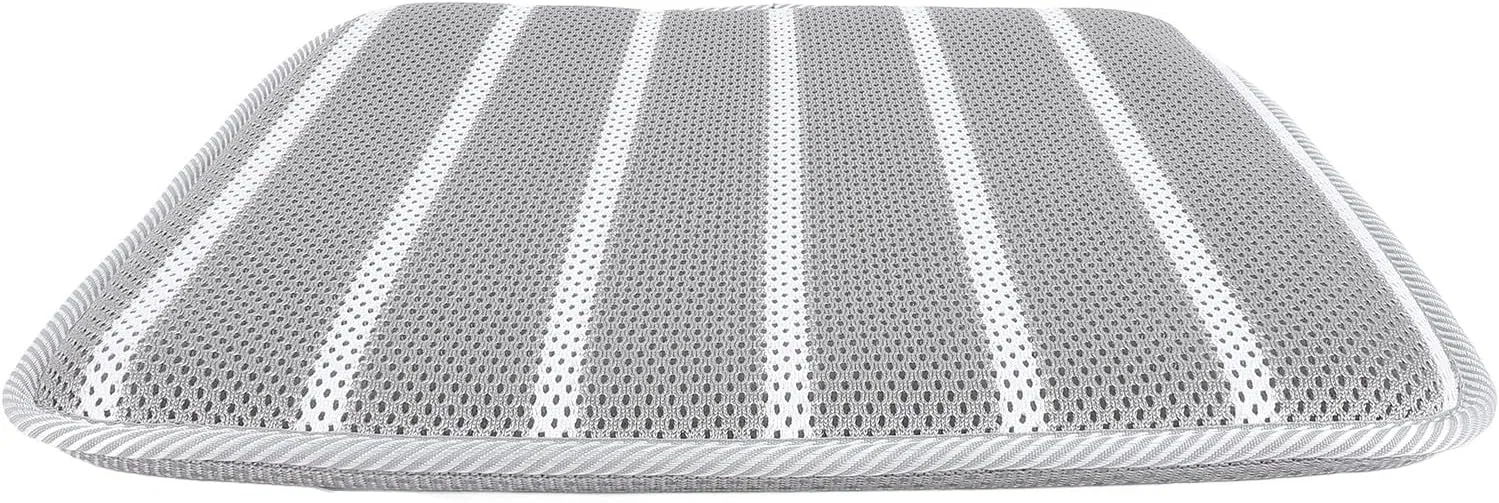 Подушка для душа из сетчатой ткани 4D, Bonbela, 45x45x3 см, Серо-белая полоска