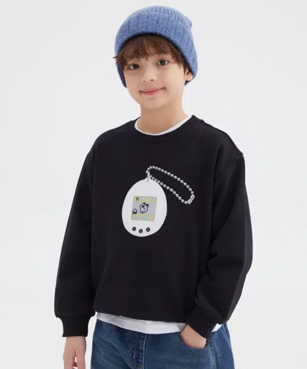 Свитшот с принтом Damagotchi, детский, Spao Kids, черный