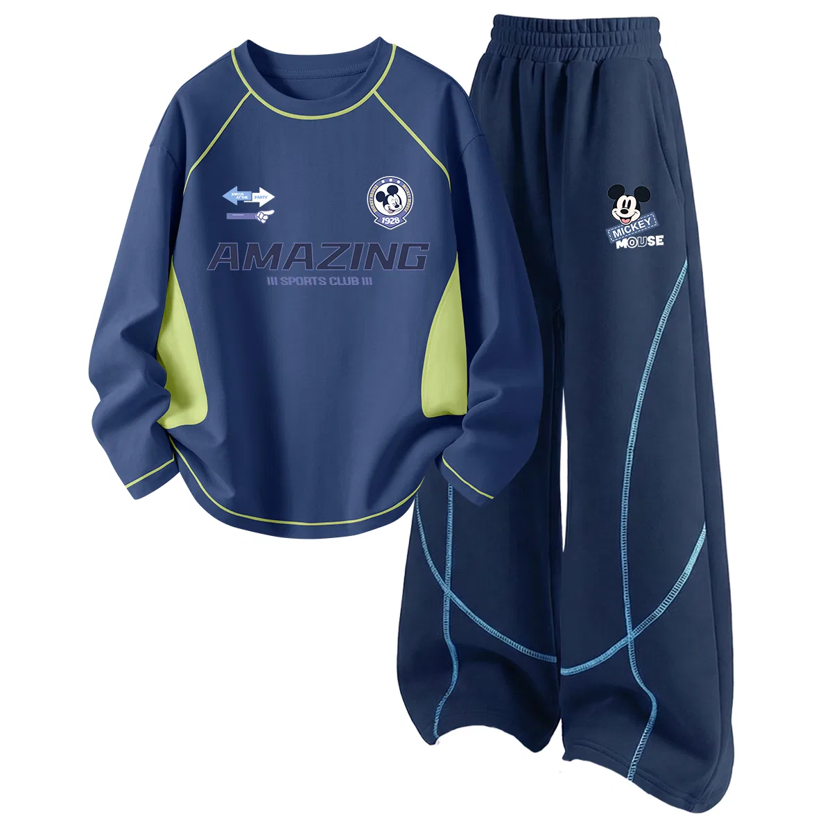 Детский спортивный комплект с круглым вырезом из тонкого стрейча Di Chui Feng Qi Navy Blue+Di Happy K Navy Blue Disney, Di Chui Feng Qi Navy Blue+Di Happy K Navy Blue