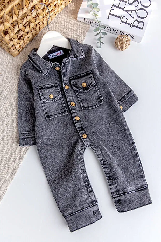 Детский джинсовый комбинезон для мальчиков с длинным рукавом Babymod, Smoke Grey