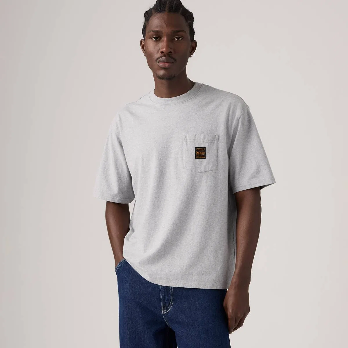 Рабочая футболка с коротким рукавом и карманом Levi's, Silver Heather Gray - Grey