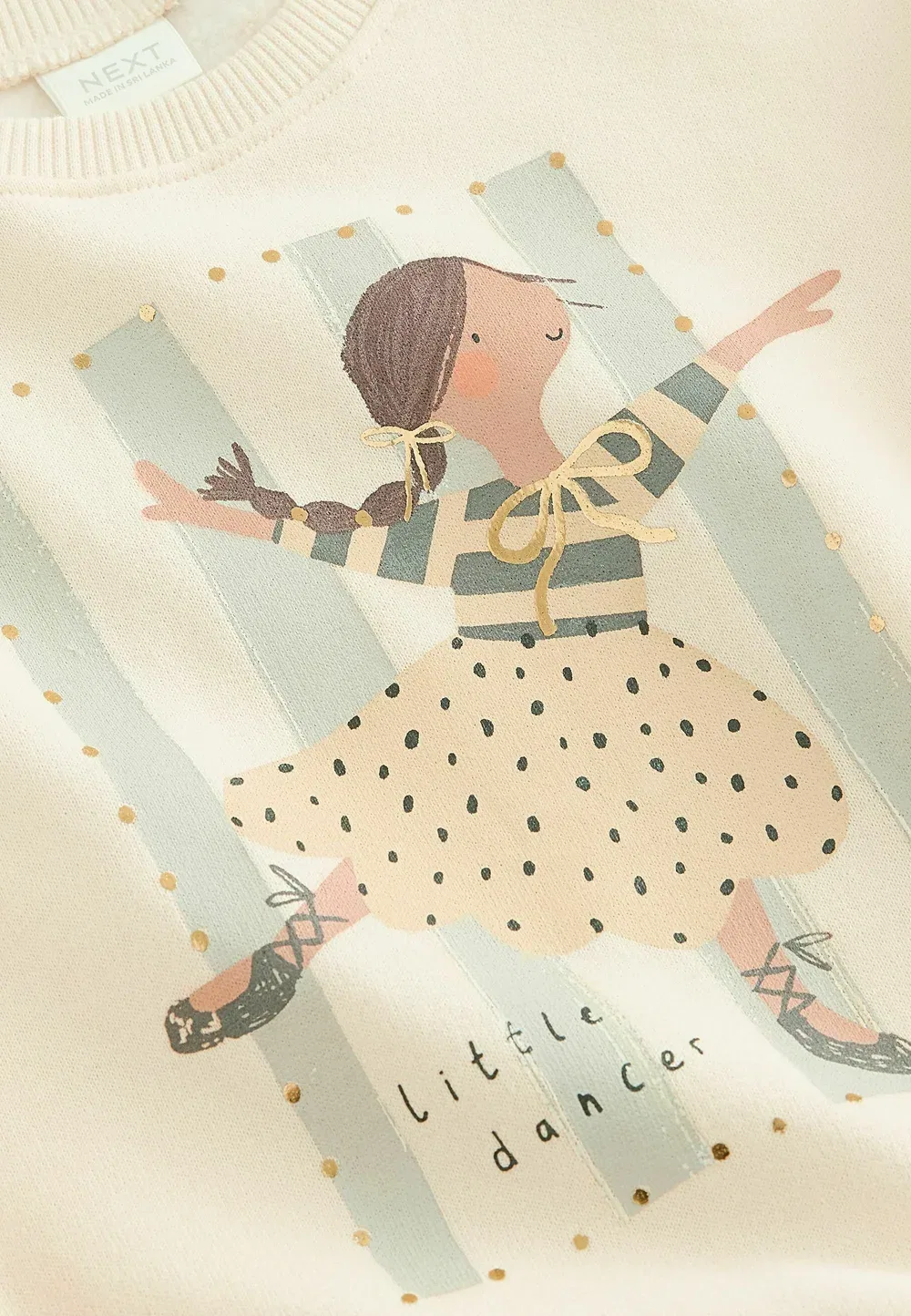 Толстовка с круглым вырезом, стандартного кроя Next, Cream Little Dancer — фото 3