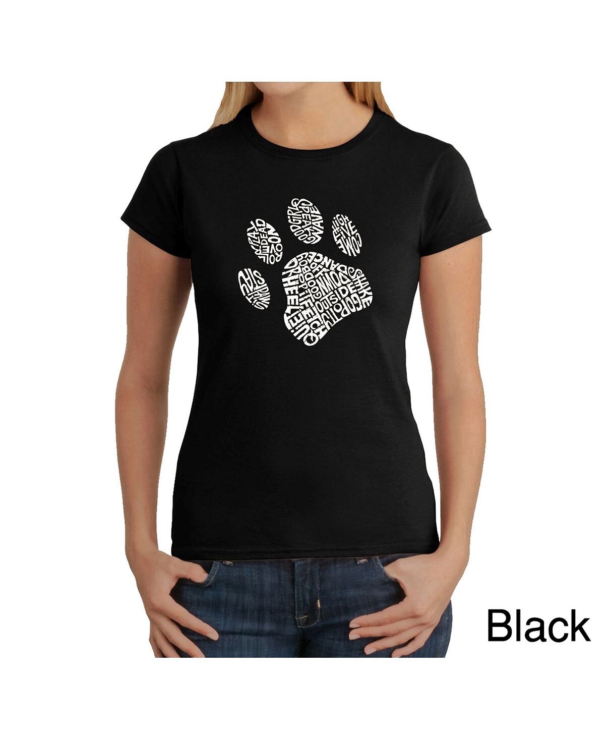 

Женская футболка word art - dog paw LA Pop Art, черный