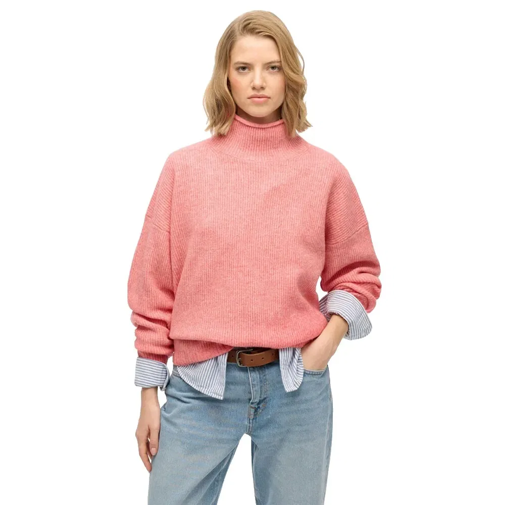 Свитер с высоким воротником Slouchy Superdry, розовый