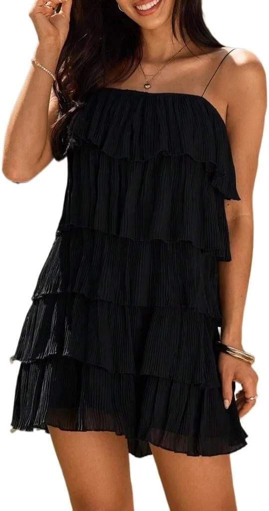 Женское мини-платье на бретелях с открытой спиной Backless Cami Dress, Black
