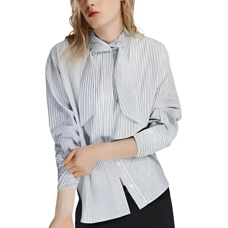 Женская рубашка с шарф-воротником, средняя посадка, White/Green, ZARA — фото 4