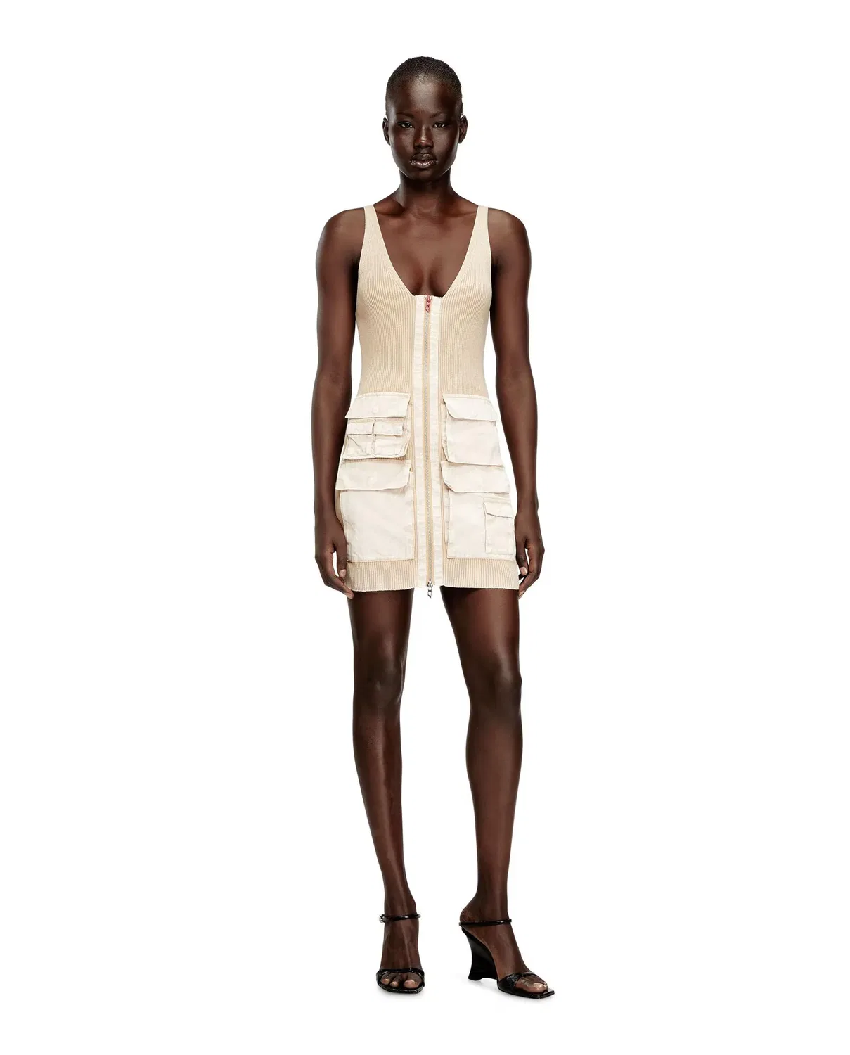 Женское платье из рибаны с карманами Lake Days Quote Diesel, Beige