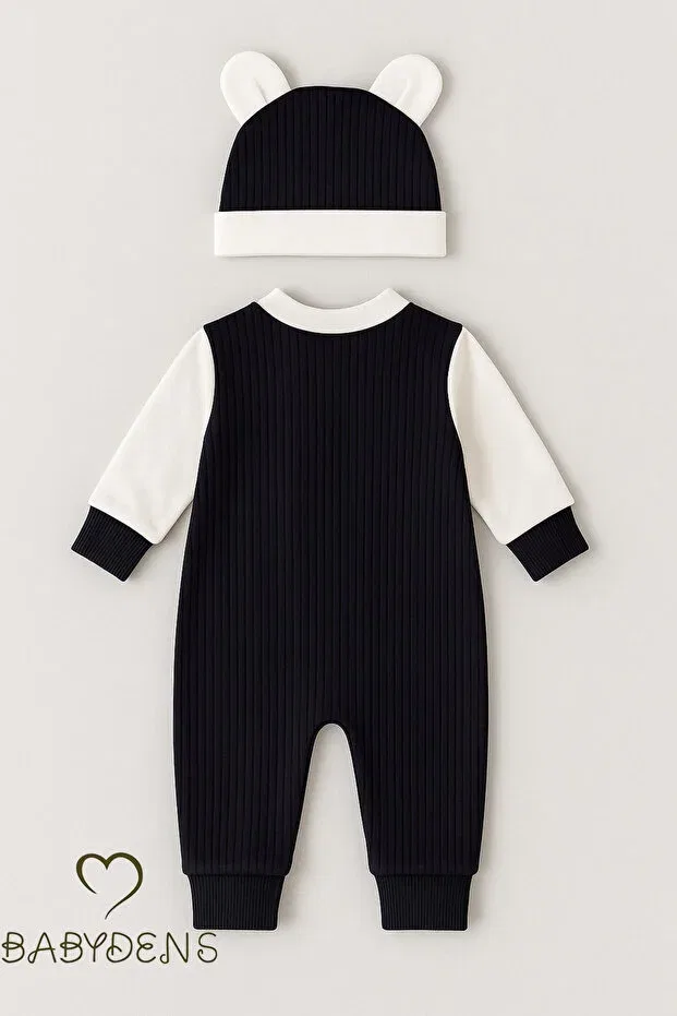 Детский комбинезон для мальчиков с принтом Teddy Bear Themed Newborn Ribbed Jumpsuit Set Babyden'S, Navy Blue — фото 4