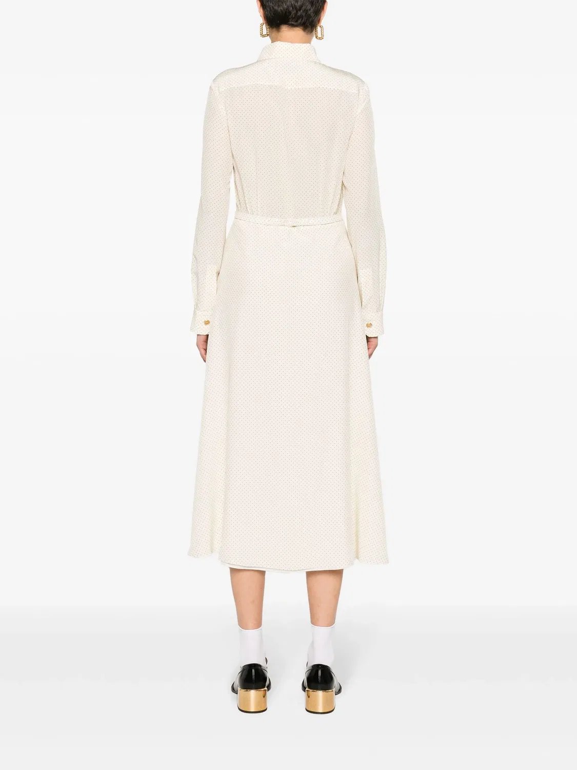 Платье миди с микродотами Miu Miu, нейтральные — фото 2