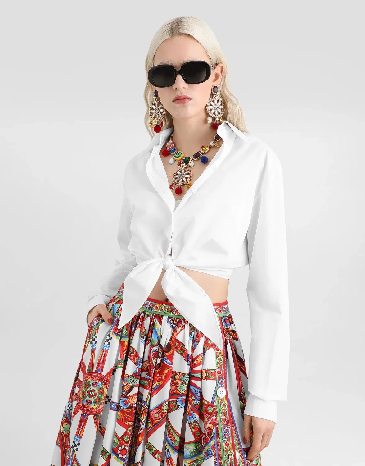 Рубашка из хлопкового поплина DOLCE & GABBANA, белый — фото 4