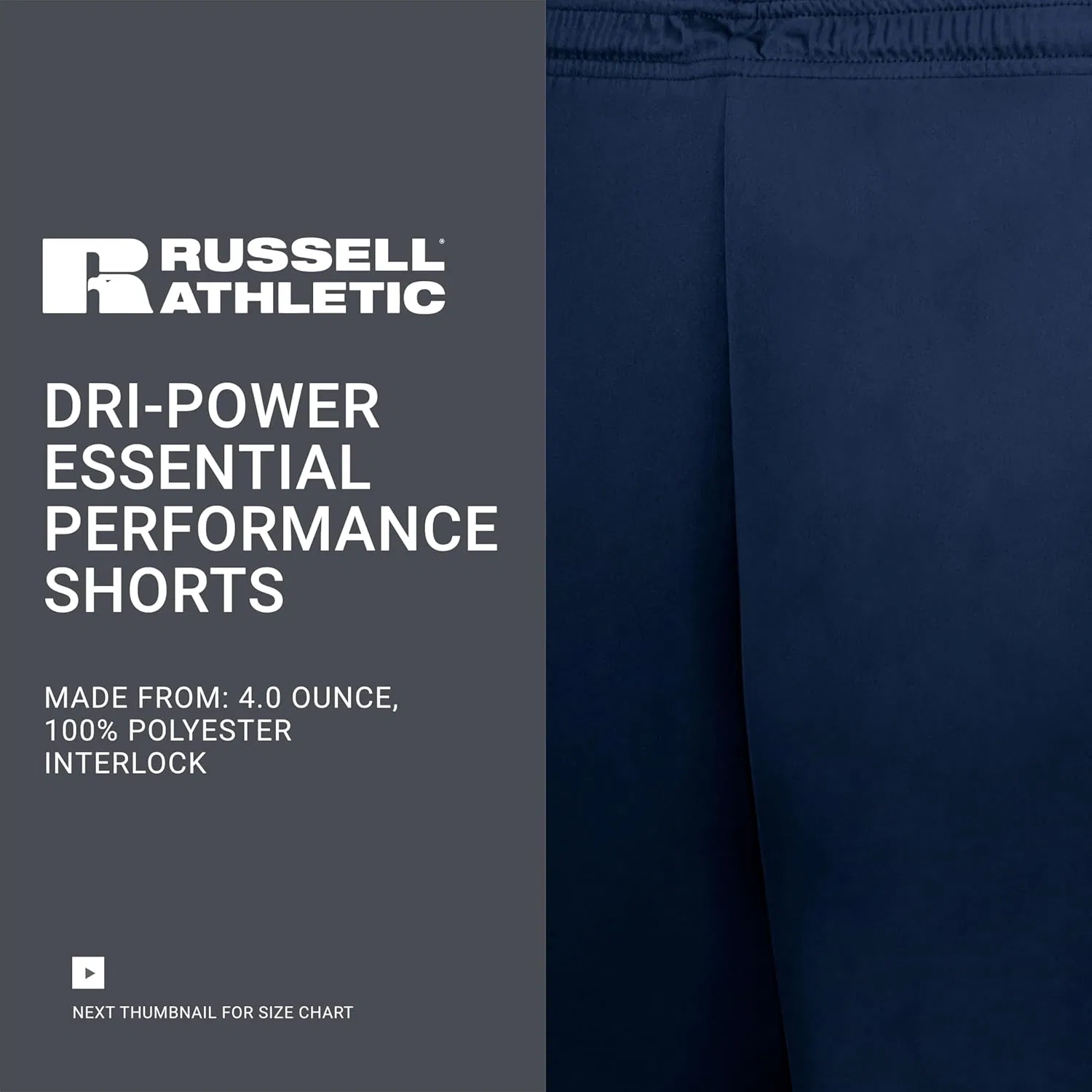 Russel Athletic Спортивные шорты Russell Athletic Boys Dri-Power Essential Performance Shorts, Navy — фото 4