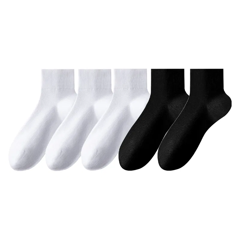 Носки детские с коротким паголенком, комплект из 5 пар, MADALLO, Black 2+White 3