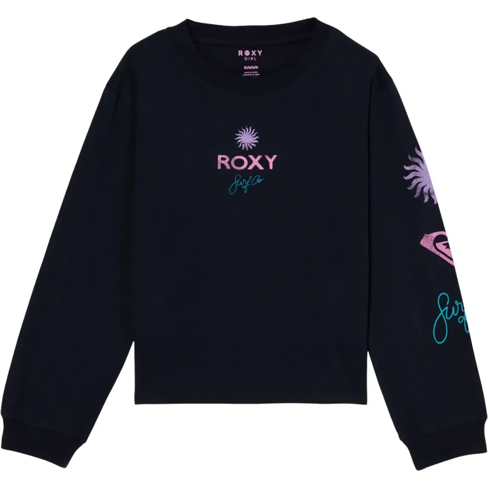 Детский свитшот для девочек с длинным рукавом Roxy Orchid Regular, Black