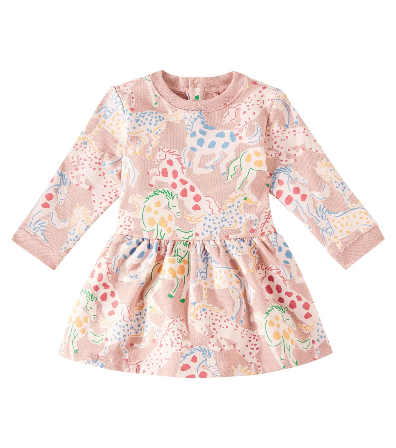 Детское хлопковое платье Praierie Horses Stella McCartney Kids, розовый