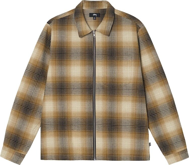 

Рубашка Stussy Jack Shadow Plaid Zip Shirt 'Mustard', желтый