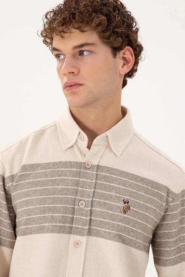 Мужская рубашка с длинным рукавом U.S. Polo Assn., Stone — фото 2