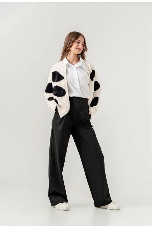 Детский кардиган для девочек с текстурой Angora Cardigan Jacket Loco Loco, Ecru — фото 2