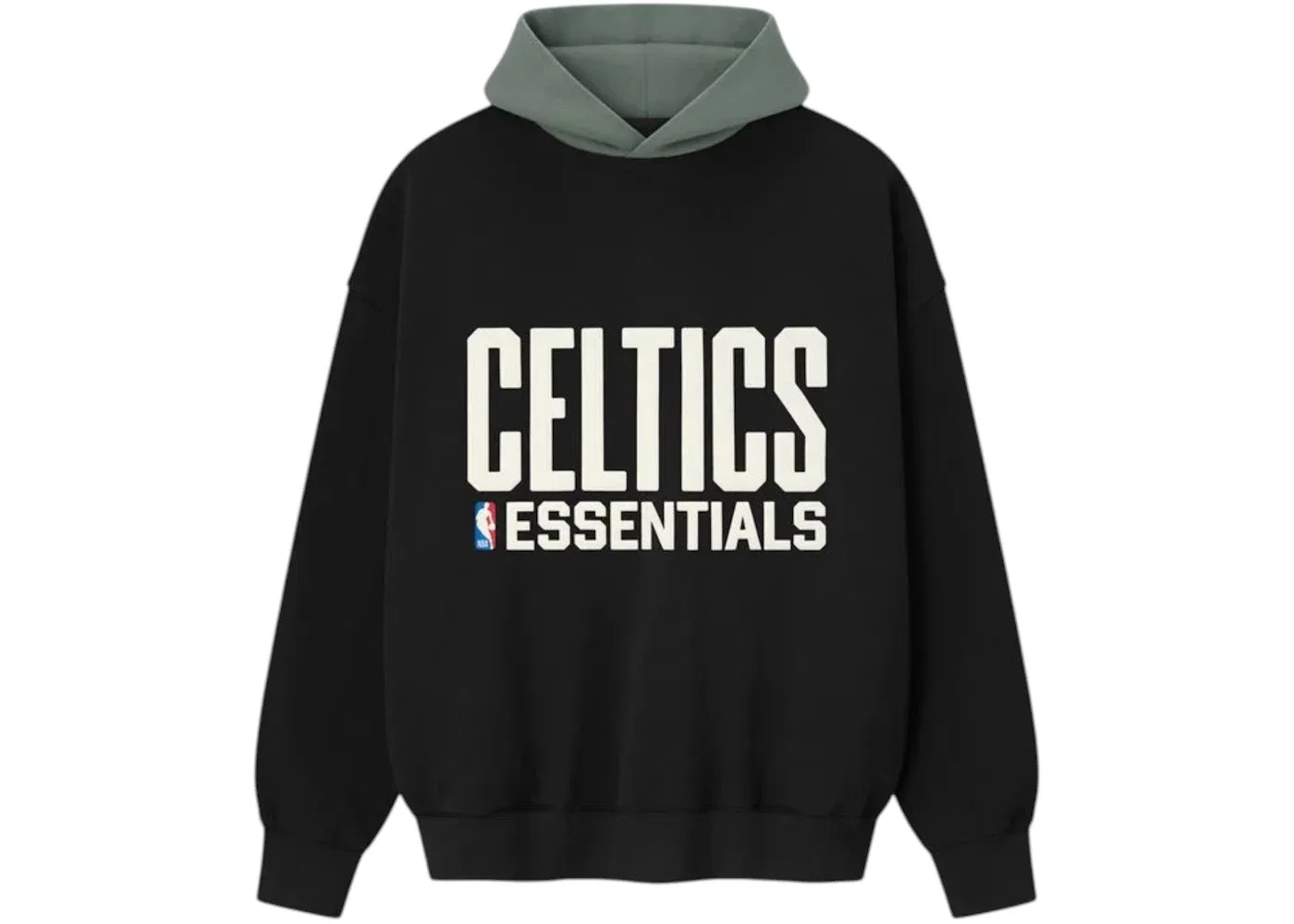 Мужской худи с принтом Celtics Fear of God Essentials, Black/Balsam Green