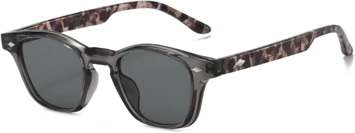 

Солнцезащитные очки с защитой UV400 | Круглые прозрачные линзы в стиле панк с заклепками | для женщин и мужчин, для занятий спортом на открытом воздухе и вождения DSVIGF, Gray