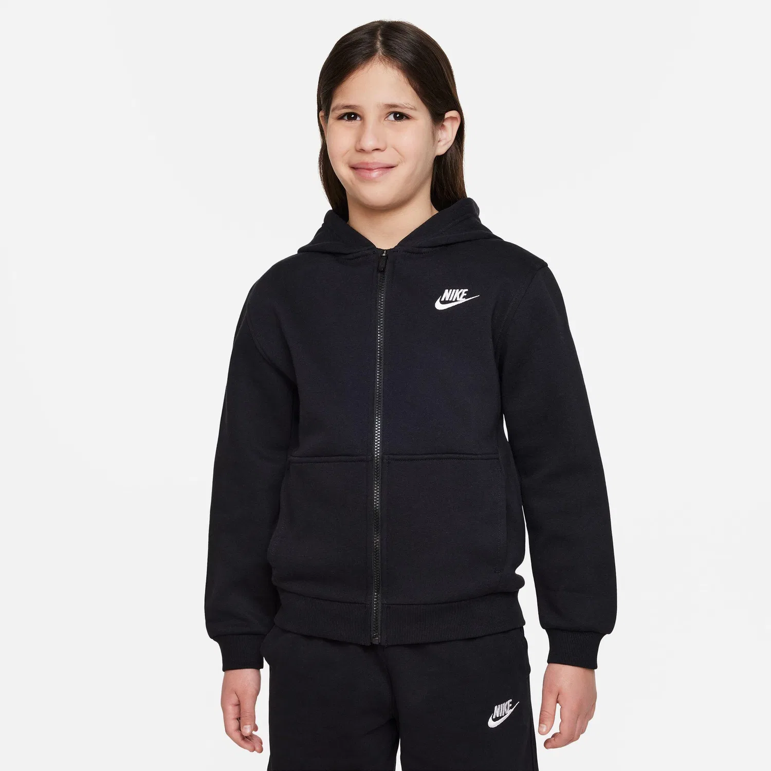 Детское худи на молнии Nike Club Fleece FZ Hoodie, Schwarz