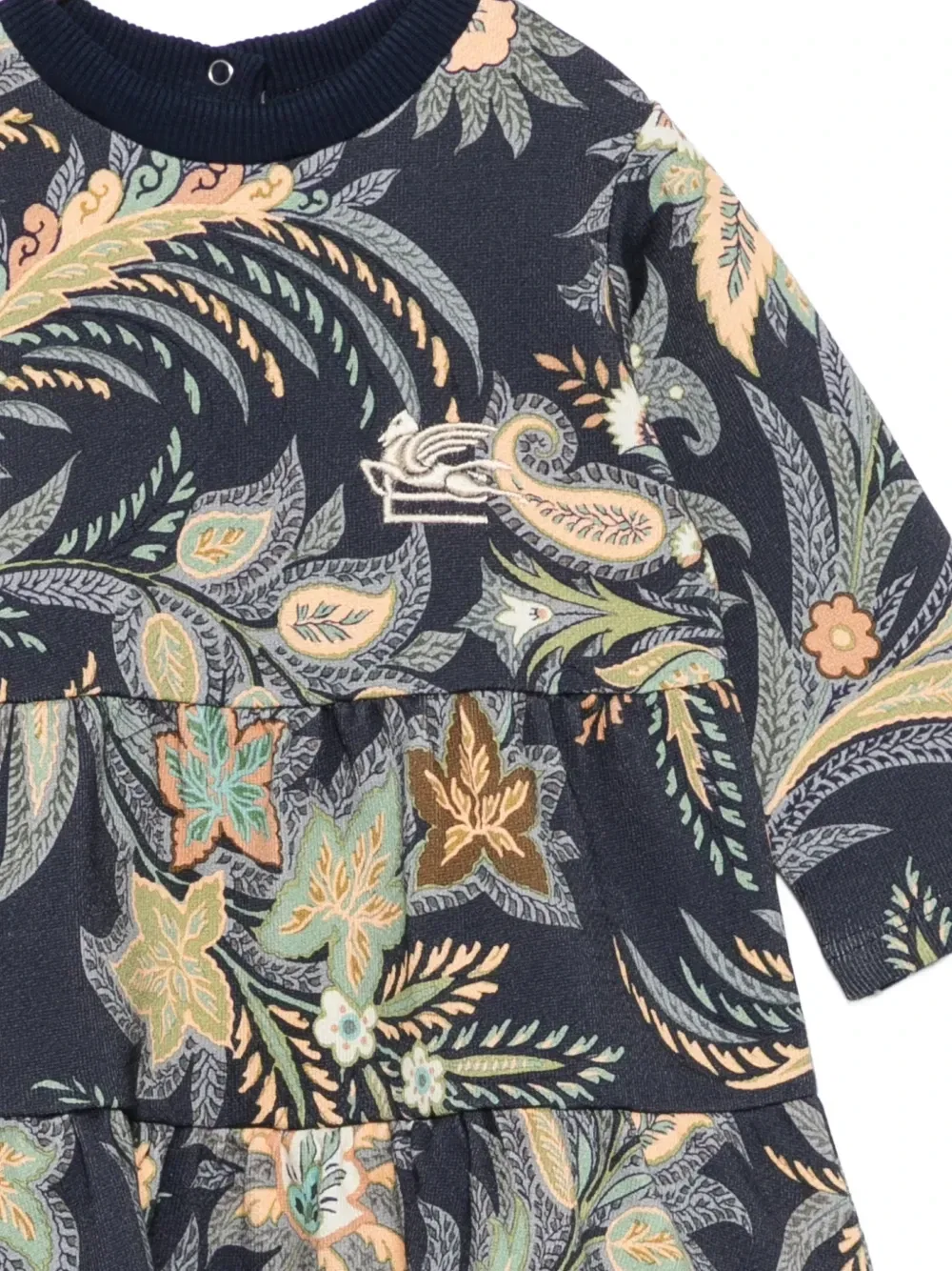 Ярусное платье с принтом пейсли Etro Kids, синий — фото 3