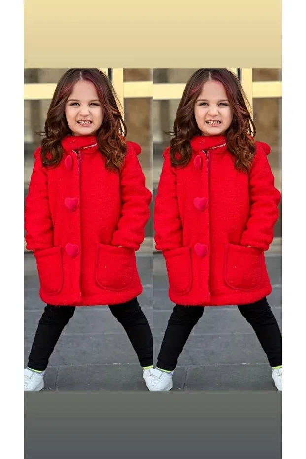 Детское пальто для девочек с длинным рукавом Alaraçocukkids, Red