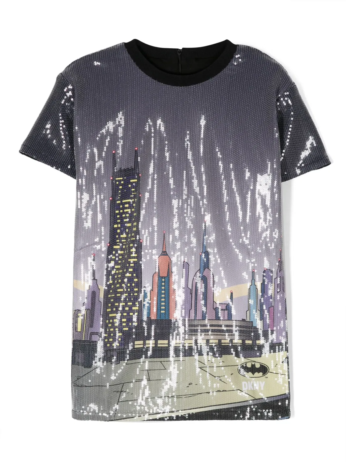 Платье с коротким рукавом и пайетками DKNY, серый