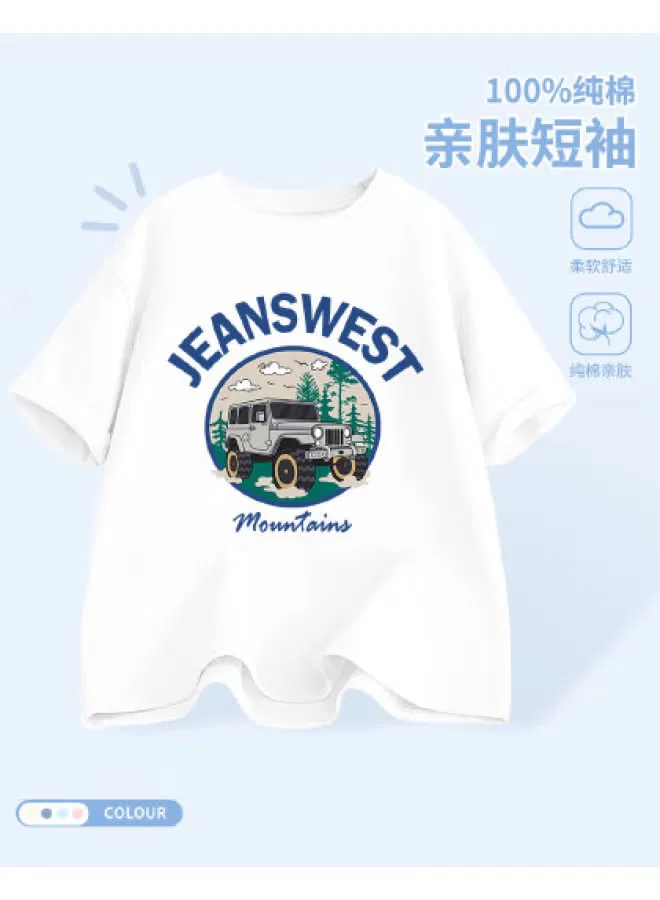 Футболка с принтом для мальчиков хлопковая Jeanswest, белый