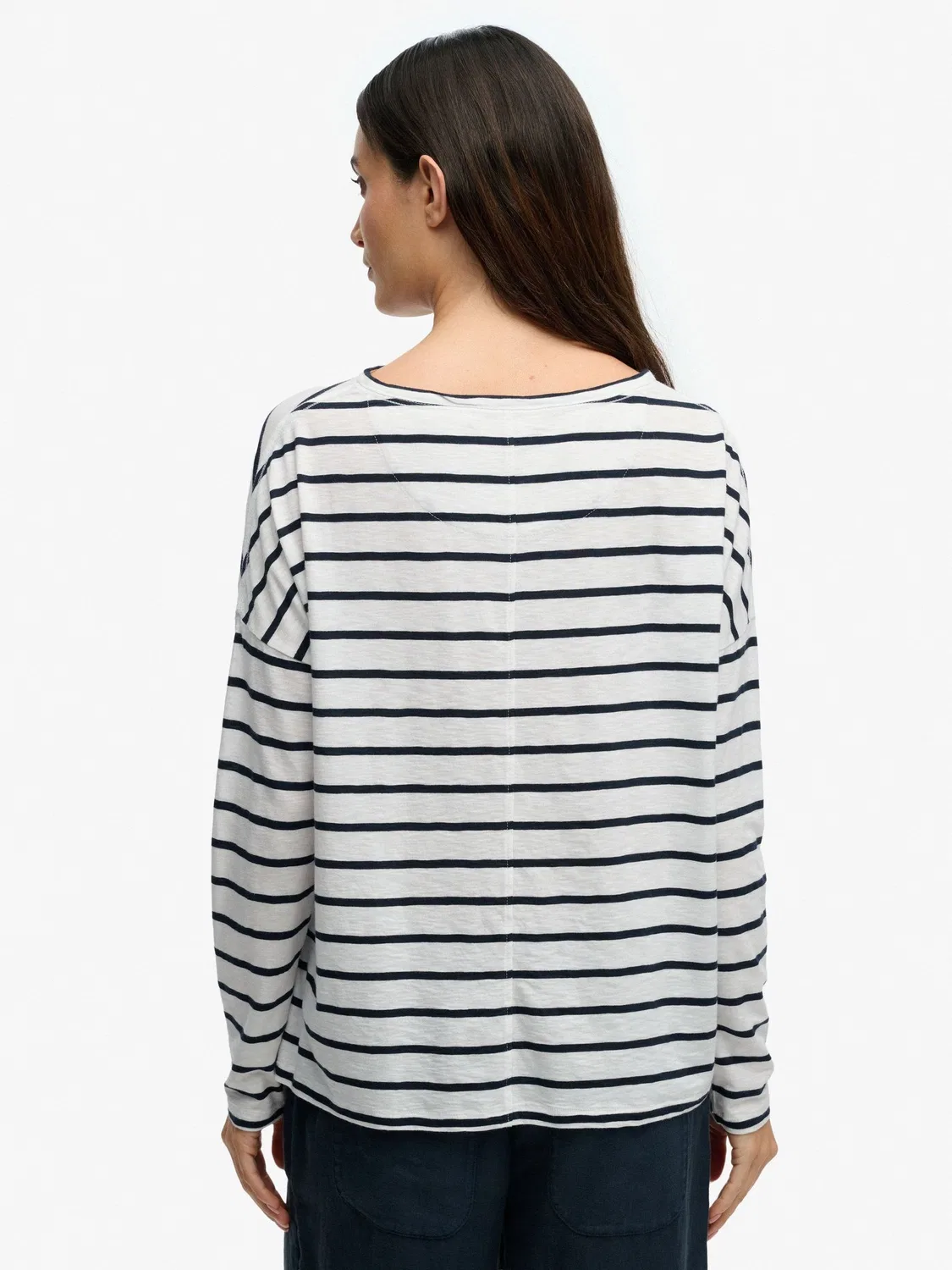 Топ с логотипом Superdry, Boat Neck, White Stripe — фото 3