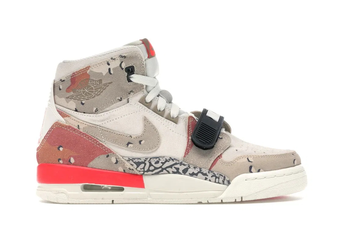 Детские кроссовки Lifestyle с принтом Jordan Legacy 312 Desert Camo, Sail/Desert Camo-Infrared 23
