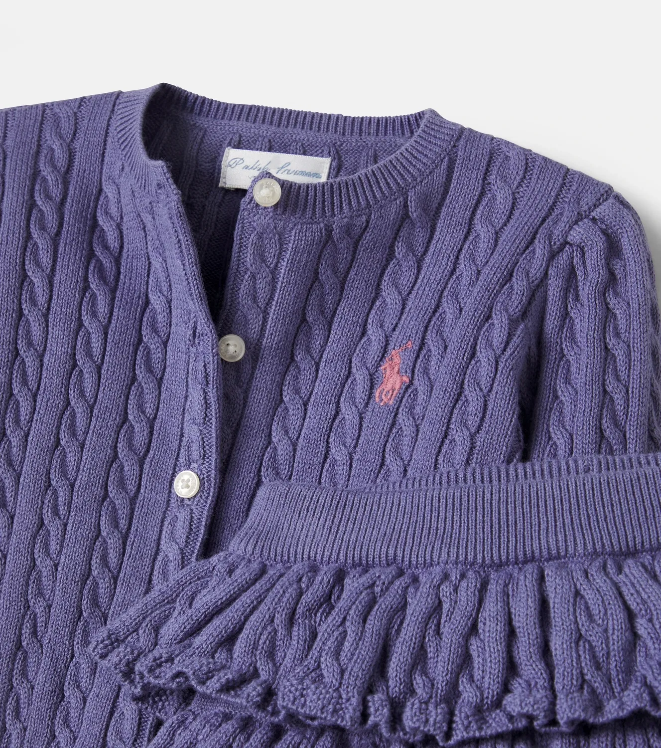 Комплект из хлопкового кардигана и шорт Polo Ralph Lauren Kids, фиолетовый — фото 4