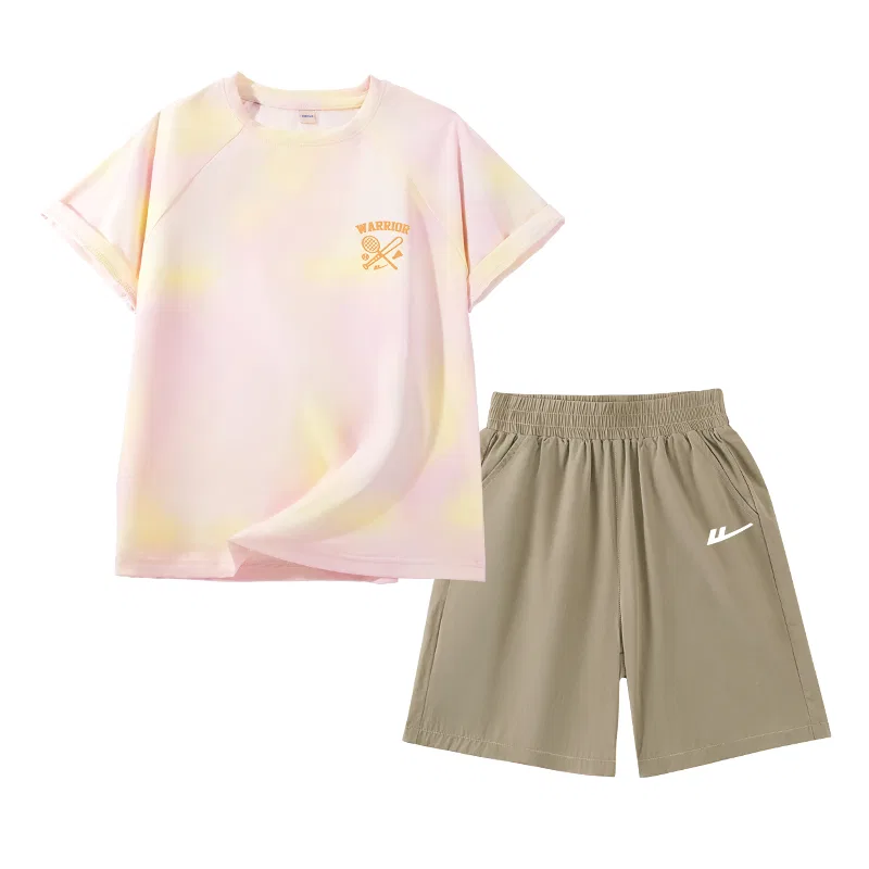 Детский спортивный комплект с принтом, Kids Casual Sportswear, WARRIOR, Lake Blue/Racket Blue K-Black/Racket White Logo K — фото 3