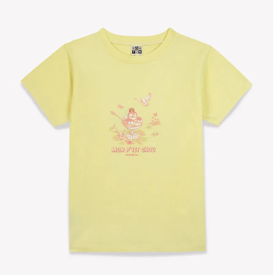 Футболка из органического хлопка Girls Organic Cotton Tubo T-Shirt Bonton, Jaune Lys