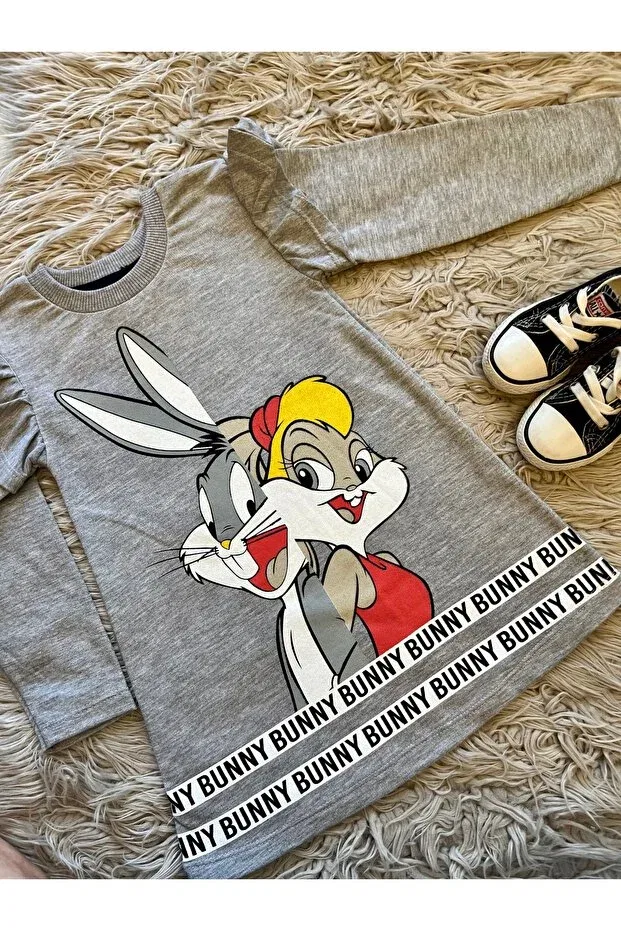 Детское платье для девочек с принтом Bugs Bunny Seasonal Girl's Dress Enes Baby, Gray