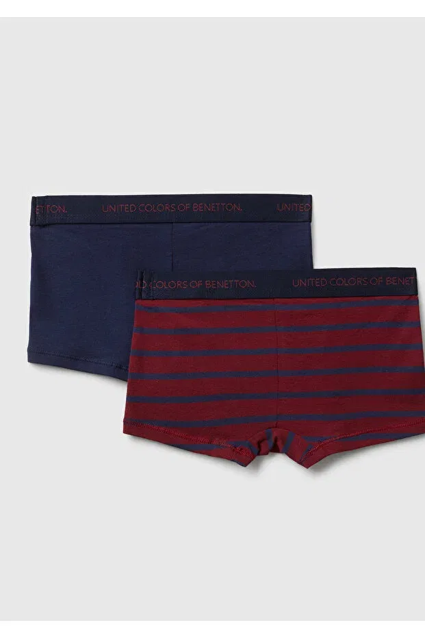 Детские шорты для мальчиков с полосками United Colors Of Benetton, Navy Blue-Burgundy — фото 2