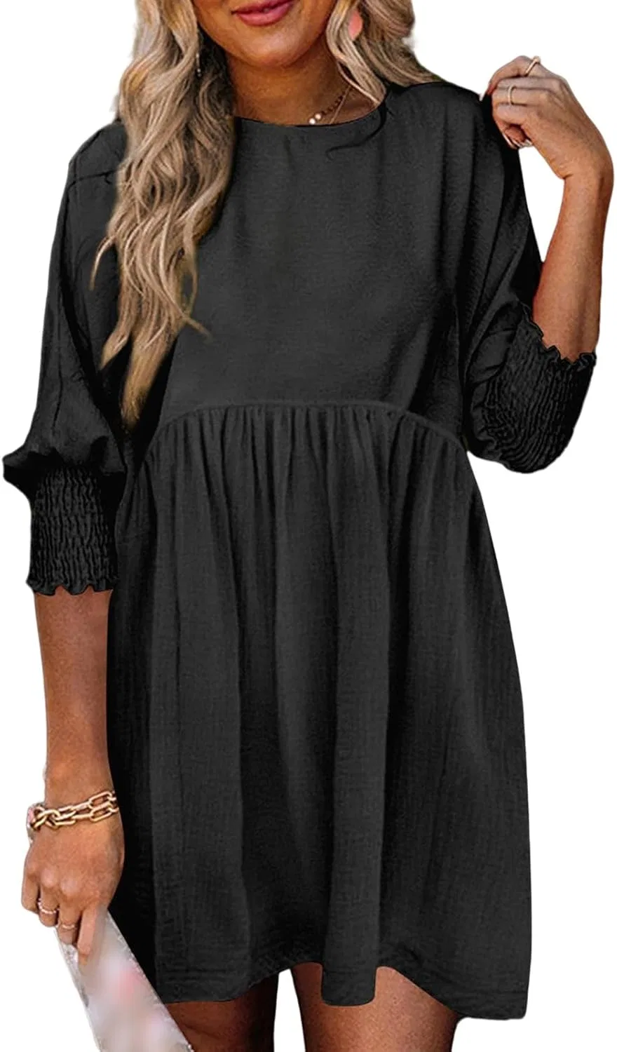 Женское повседневное платье мини с коротким рукавом, Black