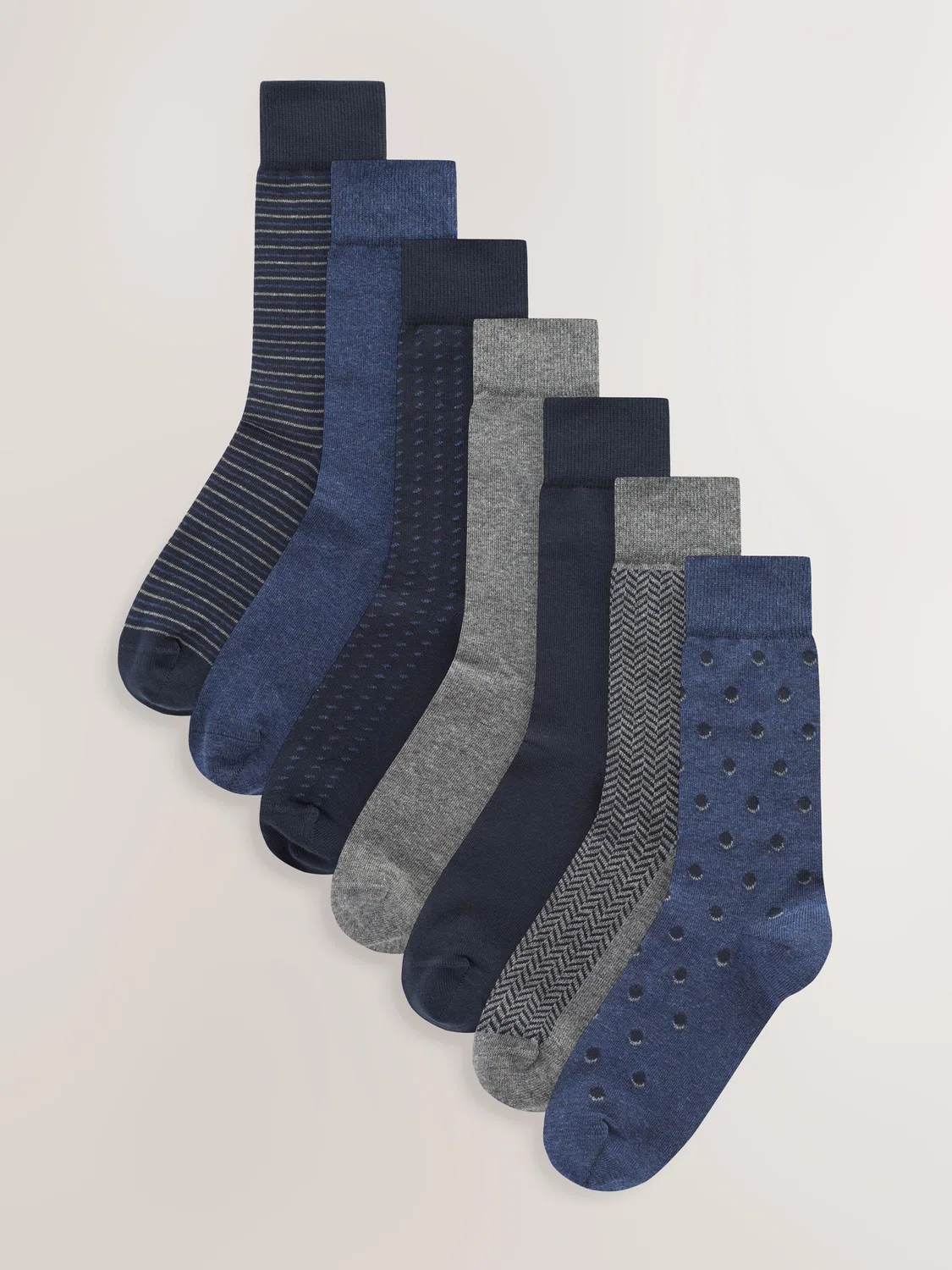 Носки мужские, набор 7 пар, хлопок Next, Navy Blue/Grey Pattern