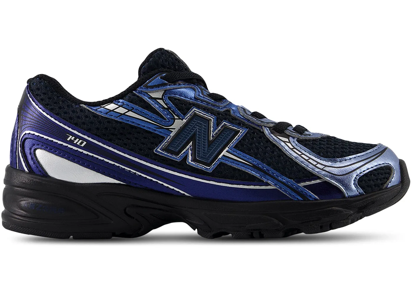 Детские кроссовки Lifestyle с брендовой шнуровкой New Balance 740 Bungee Lace New Balance, Shoreline Blue/Black