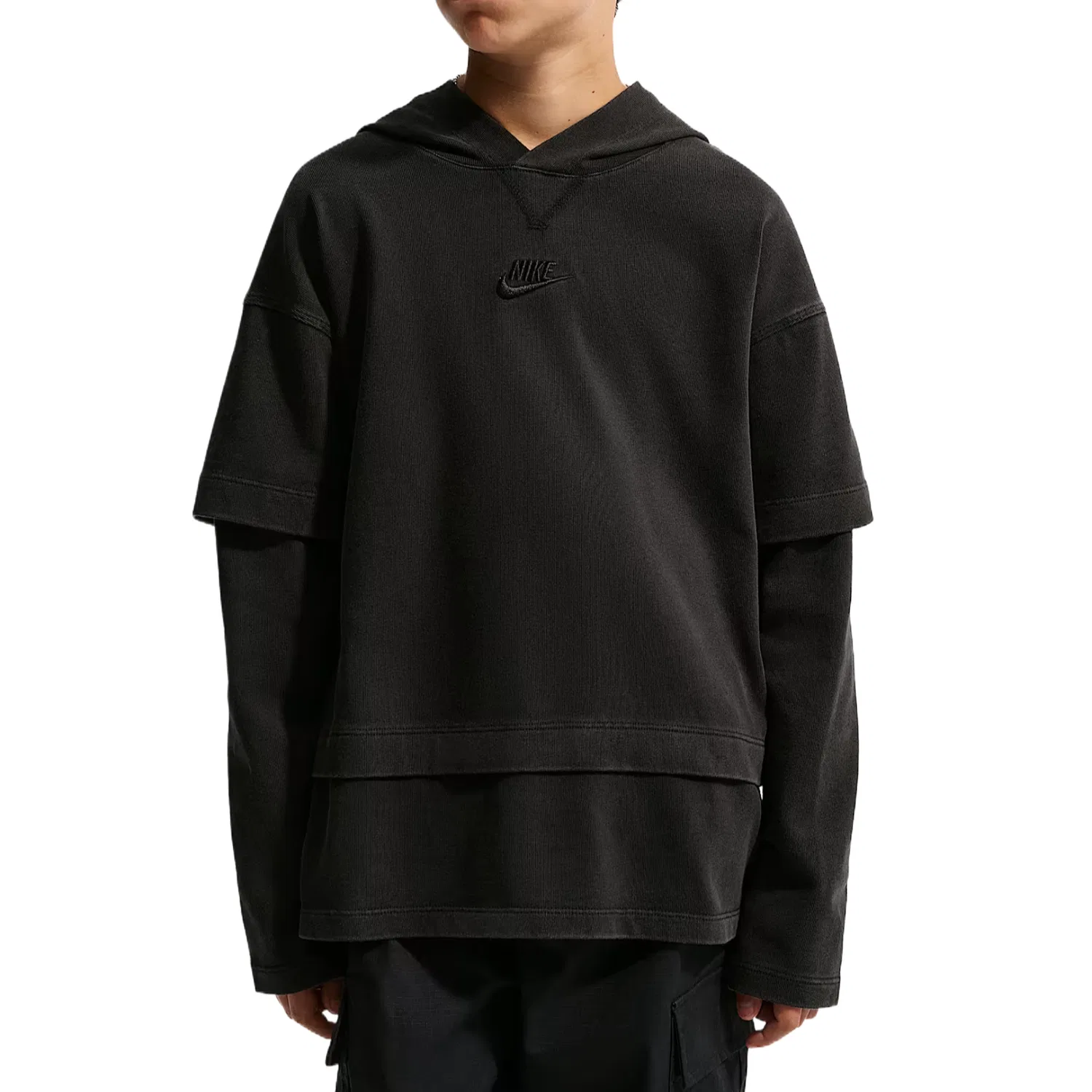 Детский свитшот с капюшоном Nike Kids, Black/Black/Neon Yellow/Black