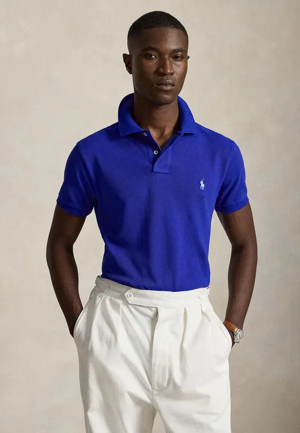 Поло хлопковое Slim fit polo shirt, Polo Ralph Lauren, Classic Azure