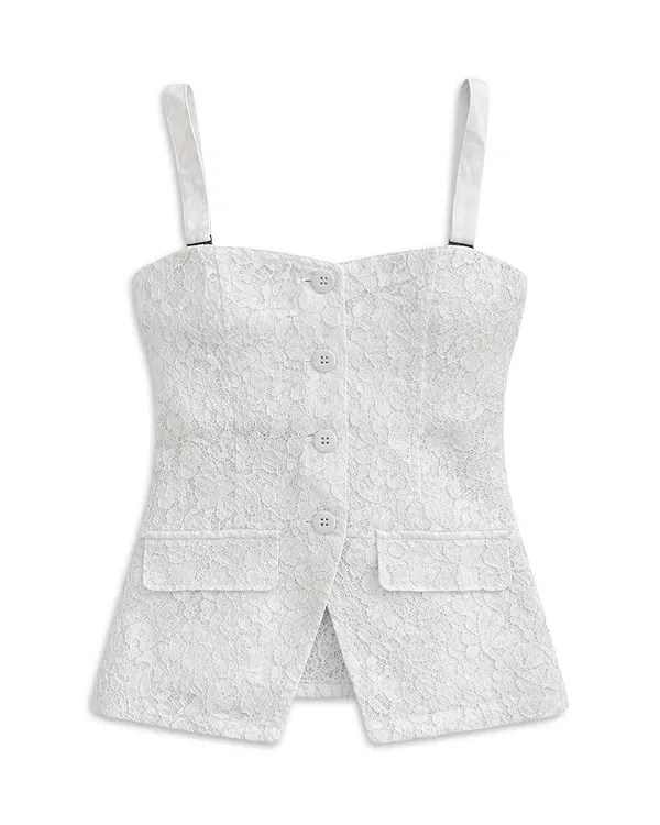 Детский топ для девочек кружевной Jillian Lace Top KatieJ NYC, White Lace