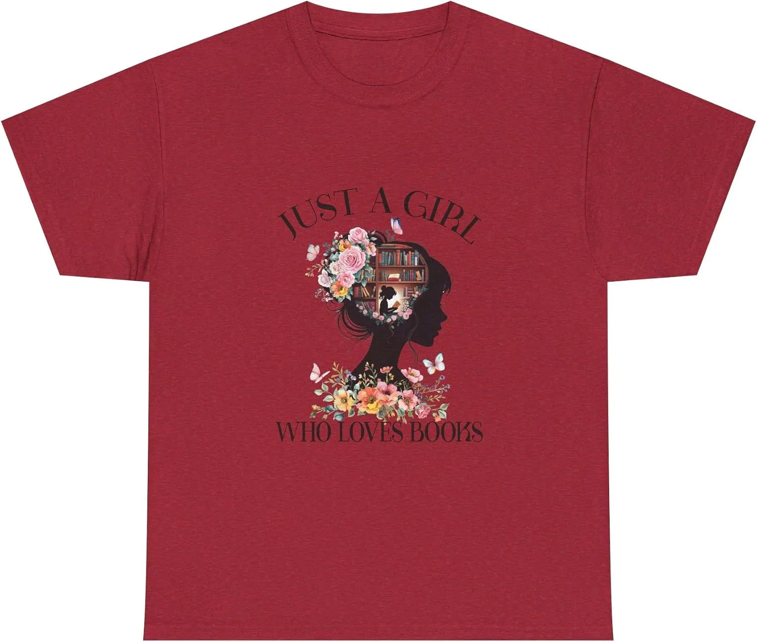 Женская футболка с принтом Book Lover Unisex Tee, Antique Cherry Red