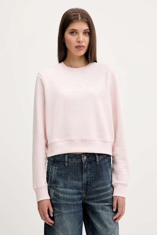 

Хлопковая блузка Guess Jeans, розовый