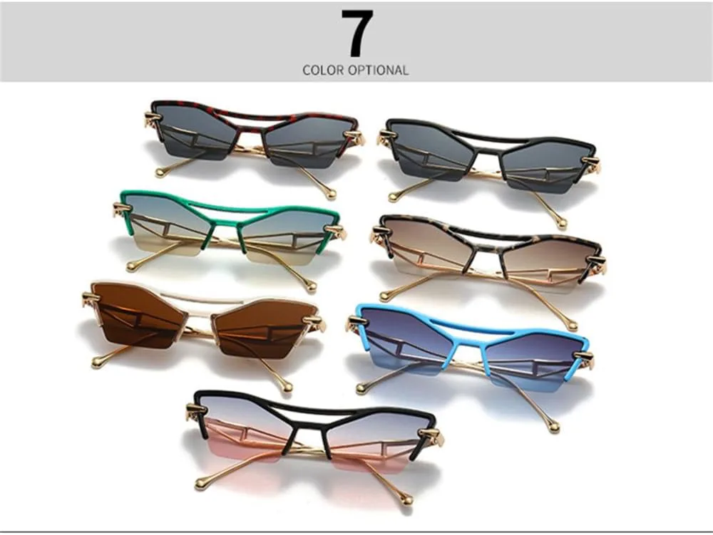 

Солнцезащитные очки «кошачий глаз» в полуободковой оправе для женщин, винтажные солнцезащитные очки для мужчин, очки с защитой от УФ-излучения UV400 LANGSER, C4