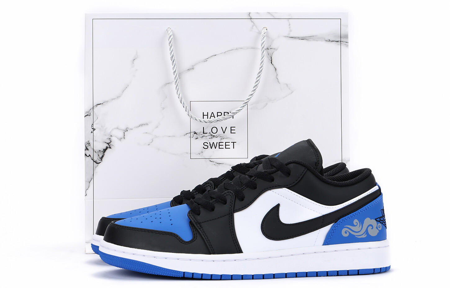 

Кроссовки Air Jordan 1 Vintage Basketball Shoes Men Low-top Black/white, цвет Dodger Blue
