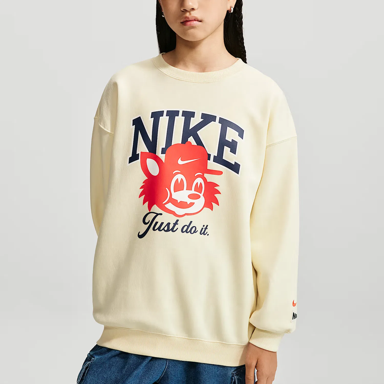 Детский свитшот с начесом Oversize Style Nike, Coconut Milk — фото 4